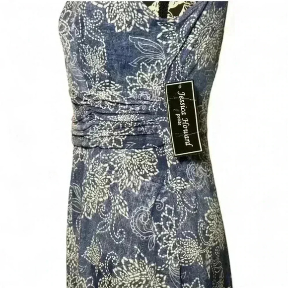 Jessica Howard Women's Petite 6 Blue Floral Fit & Flare Maxi Dress - Picture 5 of 11